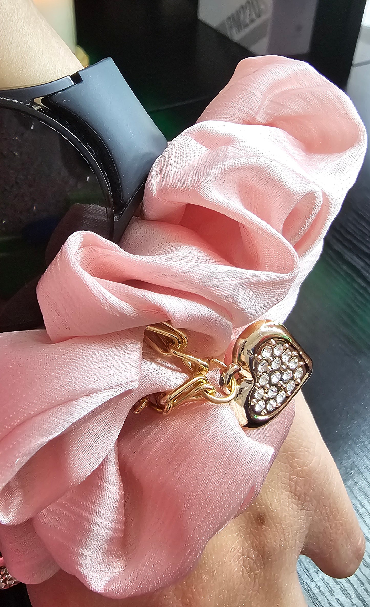 Pink heart scrunchy - Christine Boutique Glam
