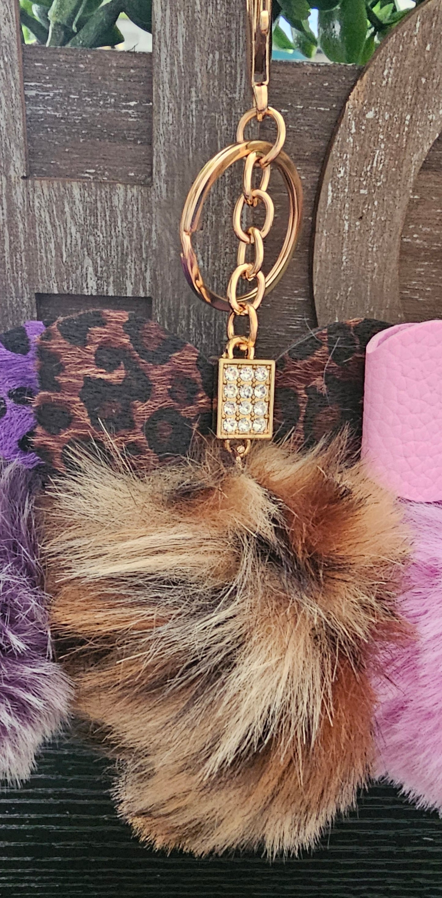 Assorted bow rhinestone pompom bag charm - Christine Boutique Glam