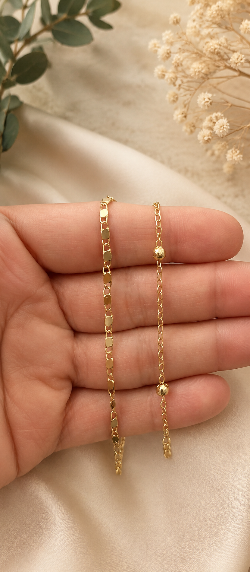 2pc anklet bead and box chain set