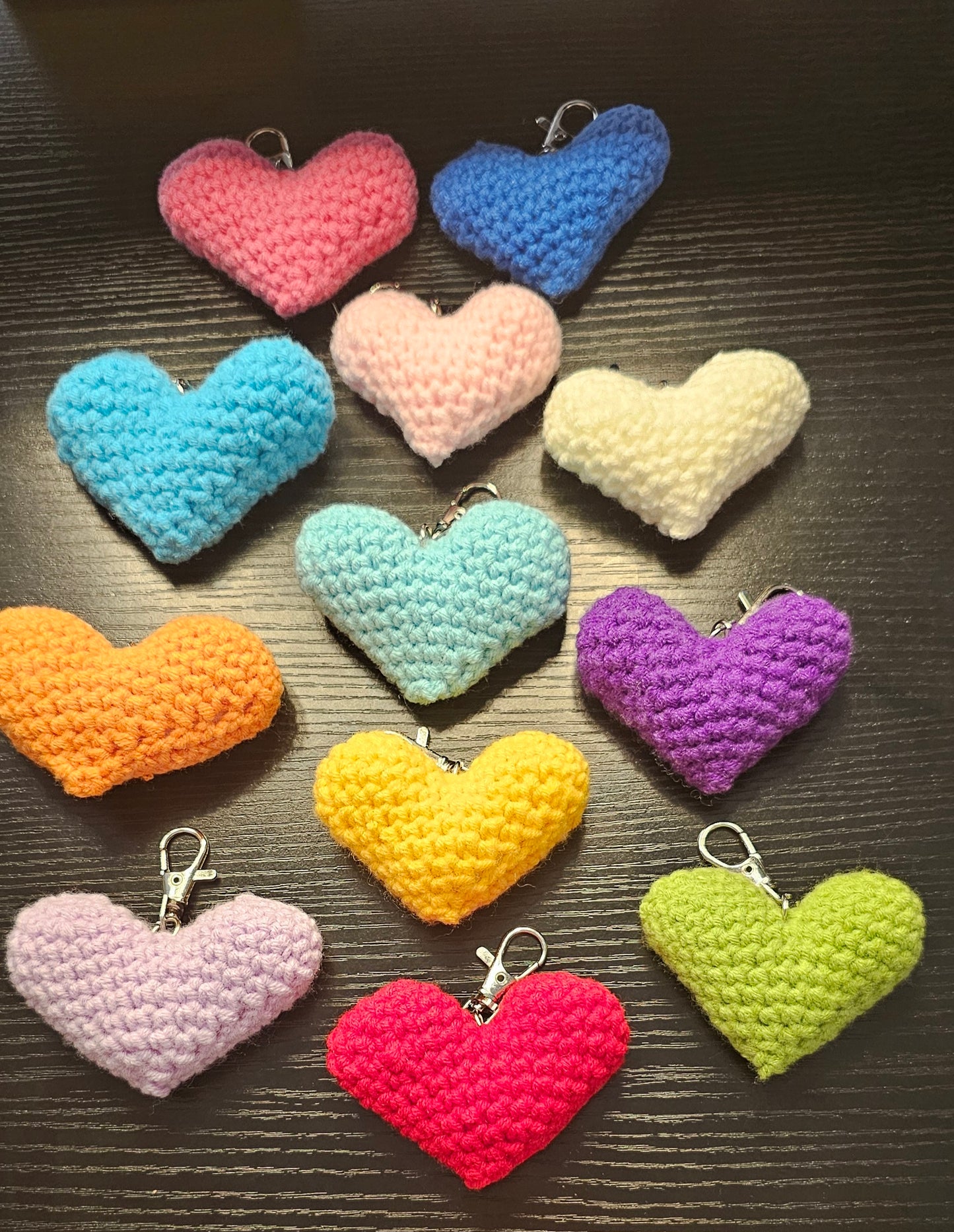 Knitted heart-shaped bag charm