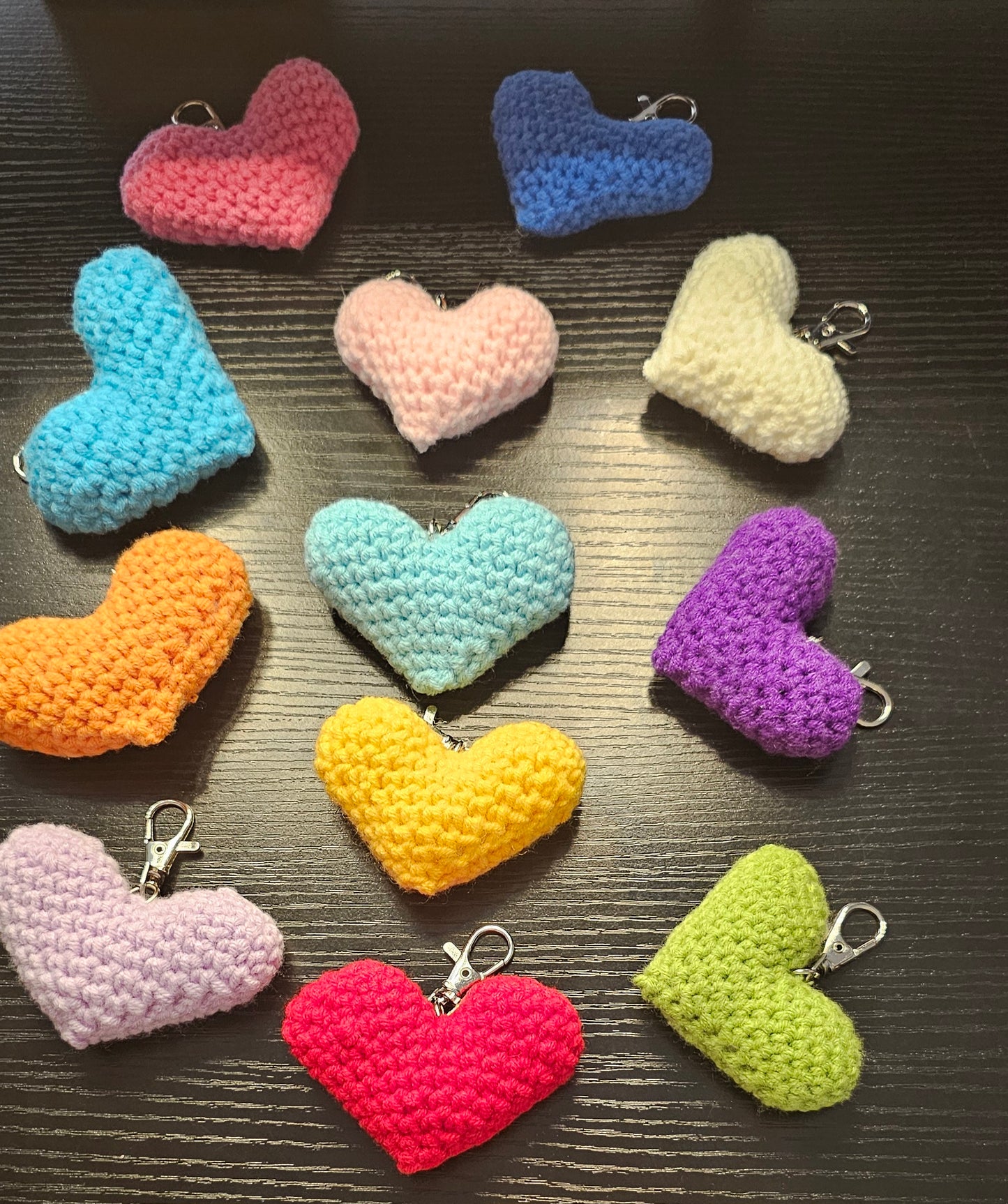 Knitted heart-shaped bag charm