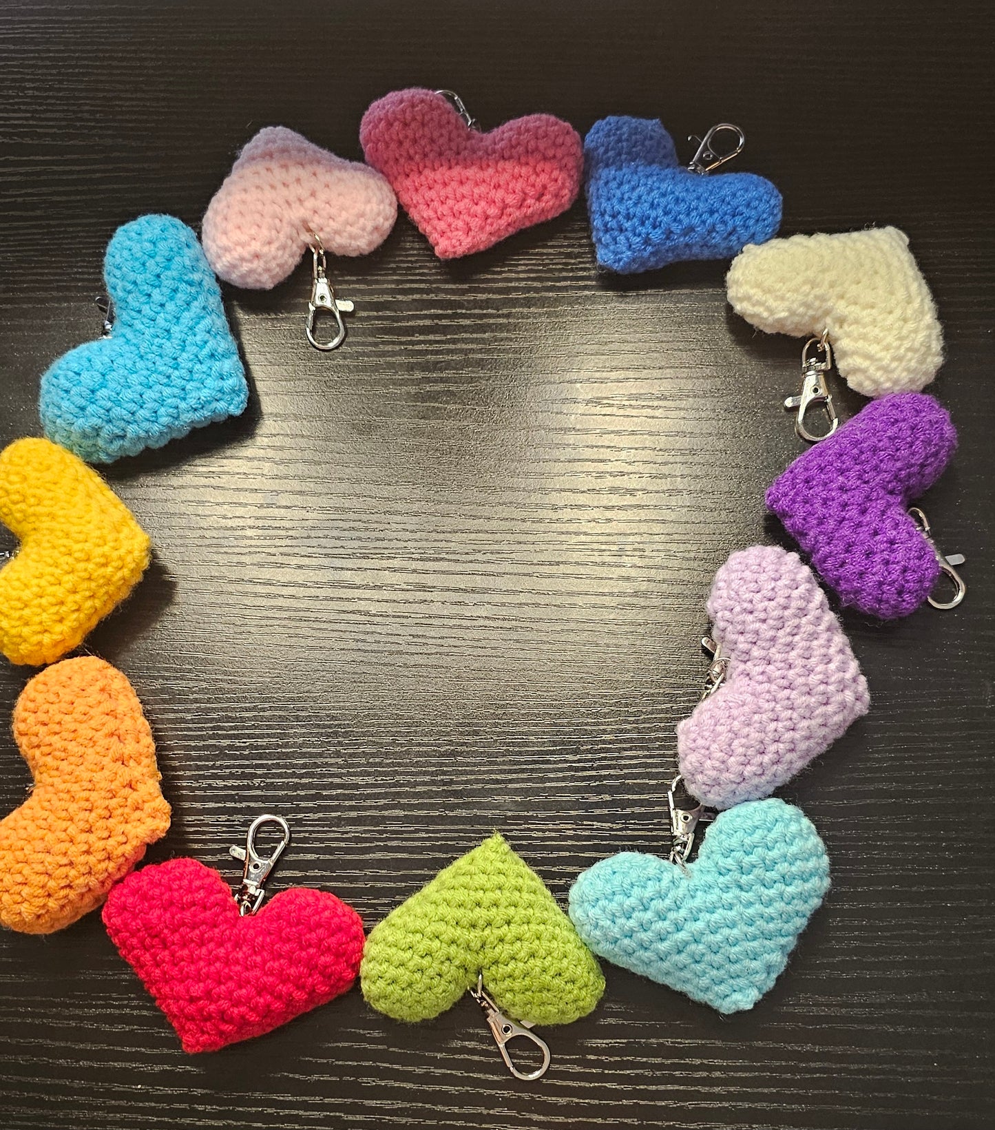 Knitted heart-shaped bag charm