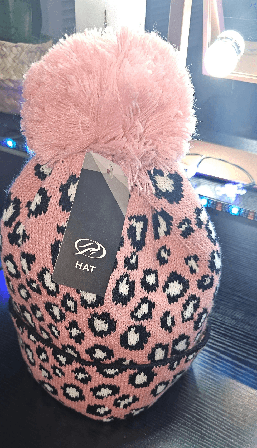 Pink leopard print knit hat - Christine Boutique Glam