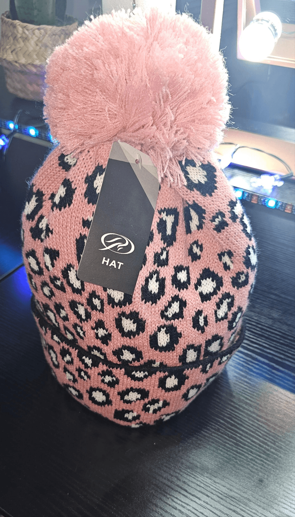 Pink leopard print knit hat - Christine Boutique Glam