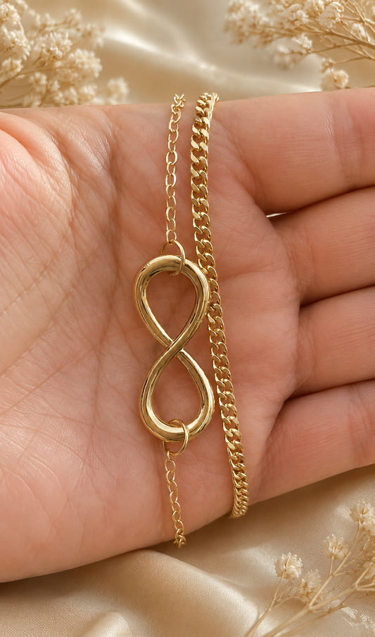 2pc infinity ankle bracelet set