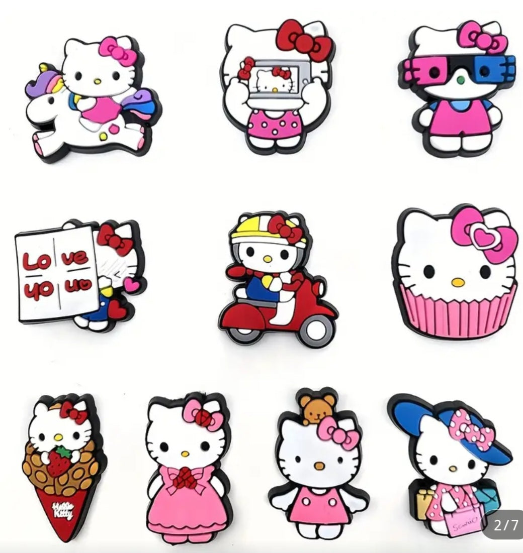 Set of hello kitty shoe charms