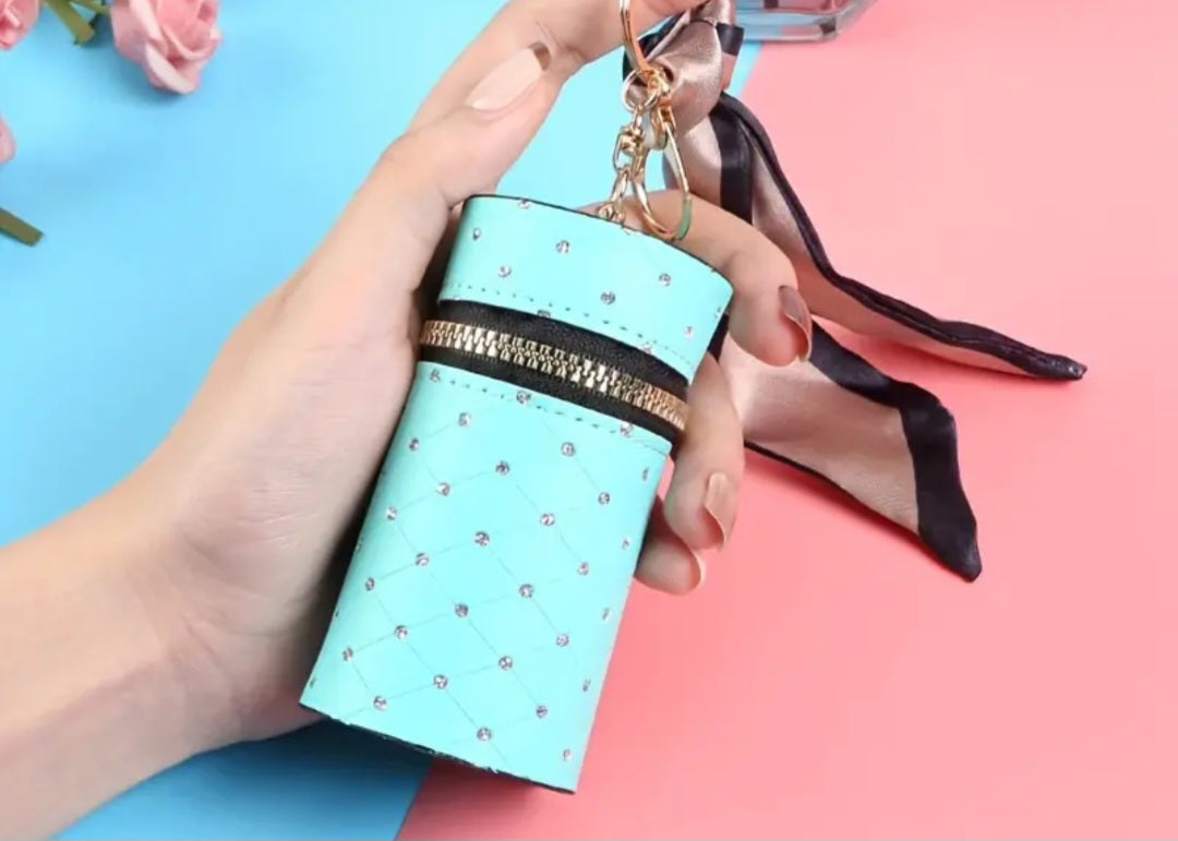 Mini cylinder wallet with keychain