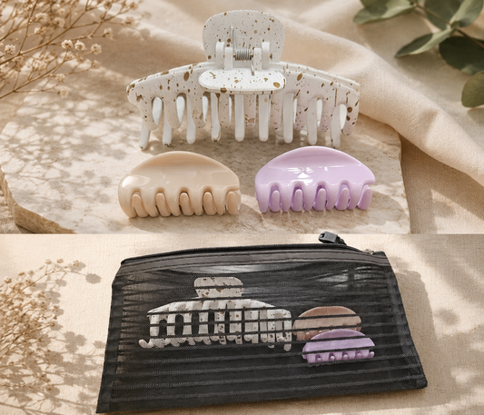 3pc hair clip set with bag