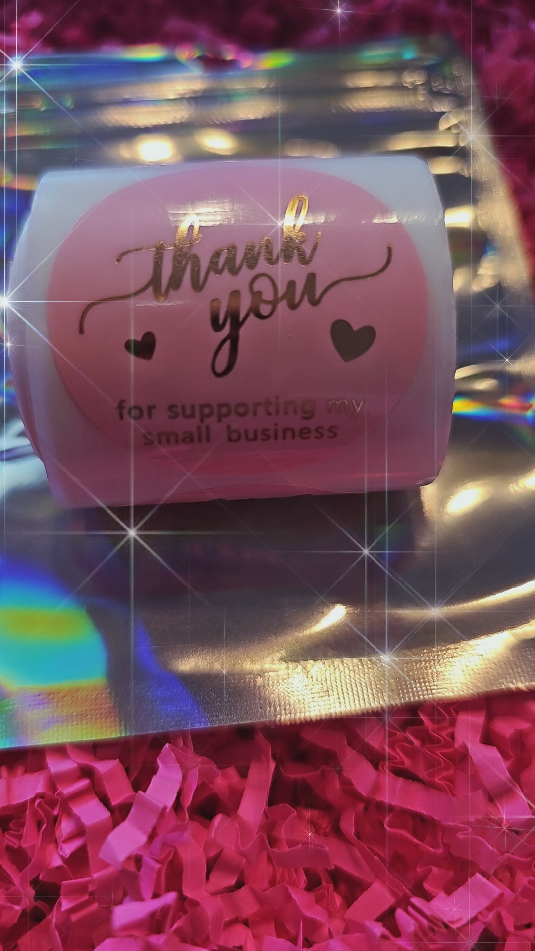 Thank you stickers in pink 50pcs