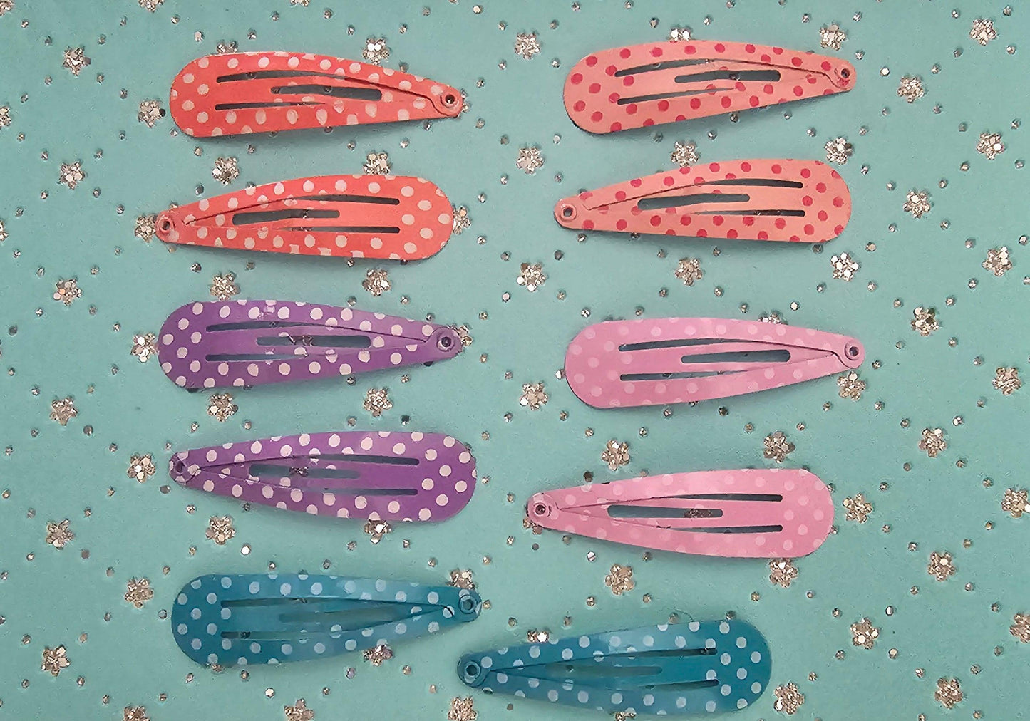 Polka dot snap hair clips in various colors - Christine Boutique Glam