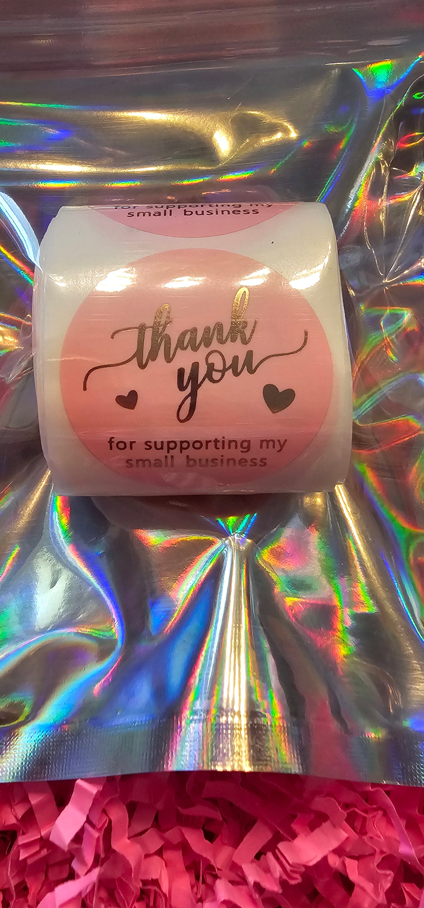 Thank you stickers in pink 50pcs