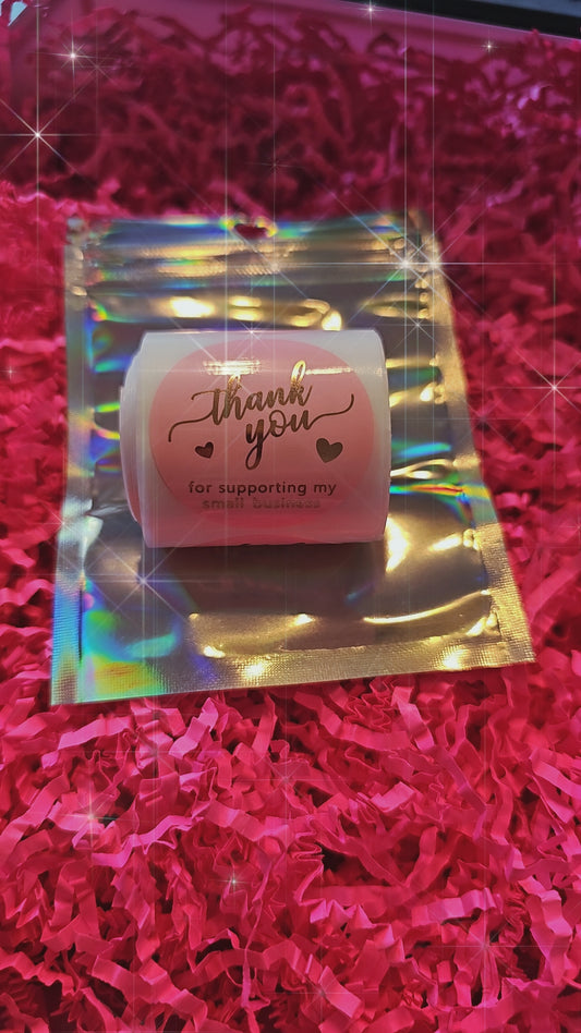 Thank you stickers in pink 50pcs