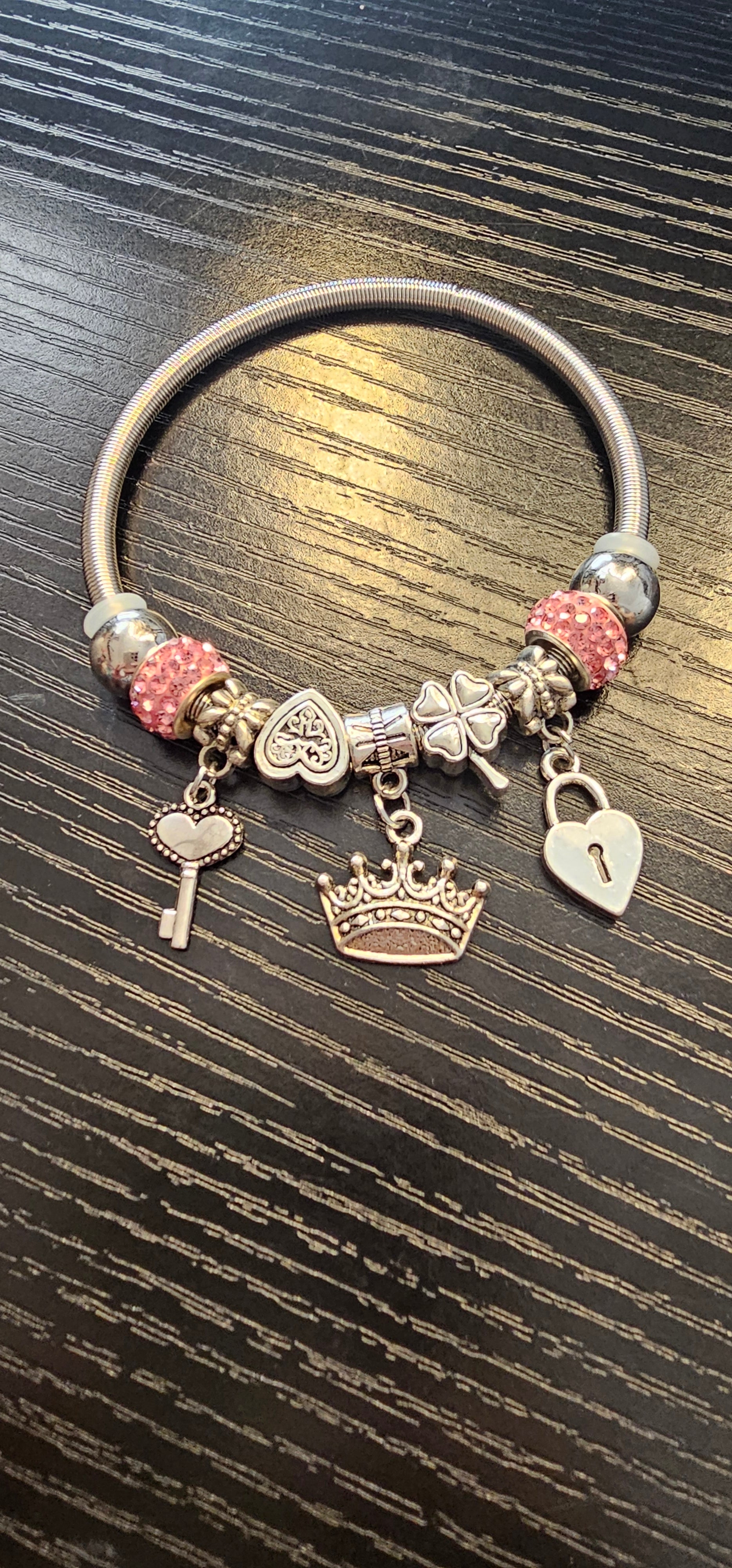 Pink Charm Crown Bracelet - Christine Boutique Glam