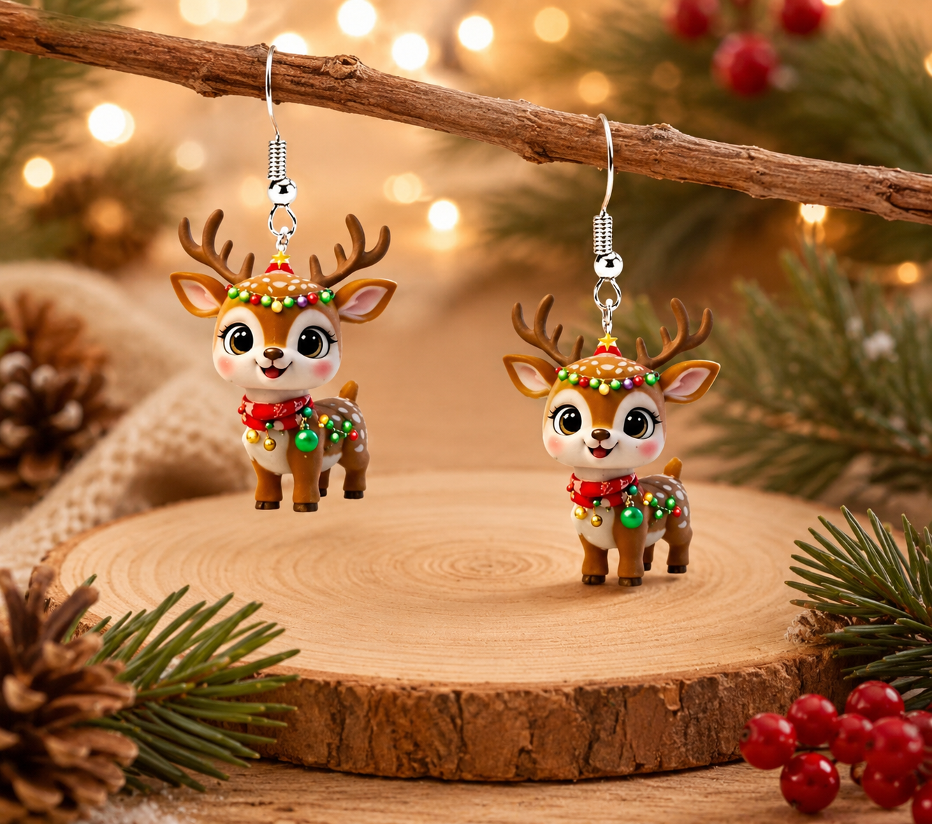 Cute Reindeer Dangle Earrings
