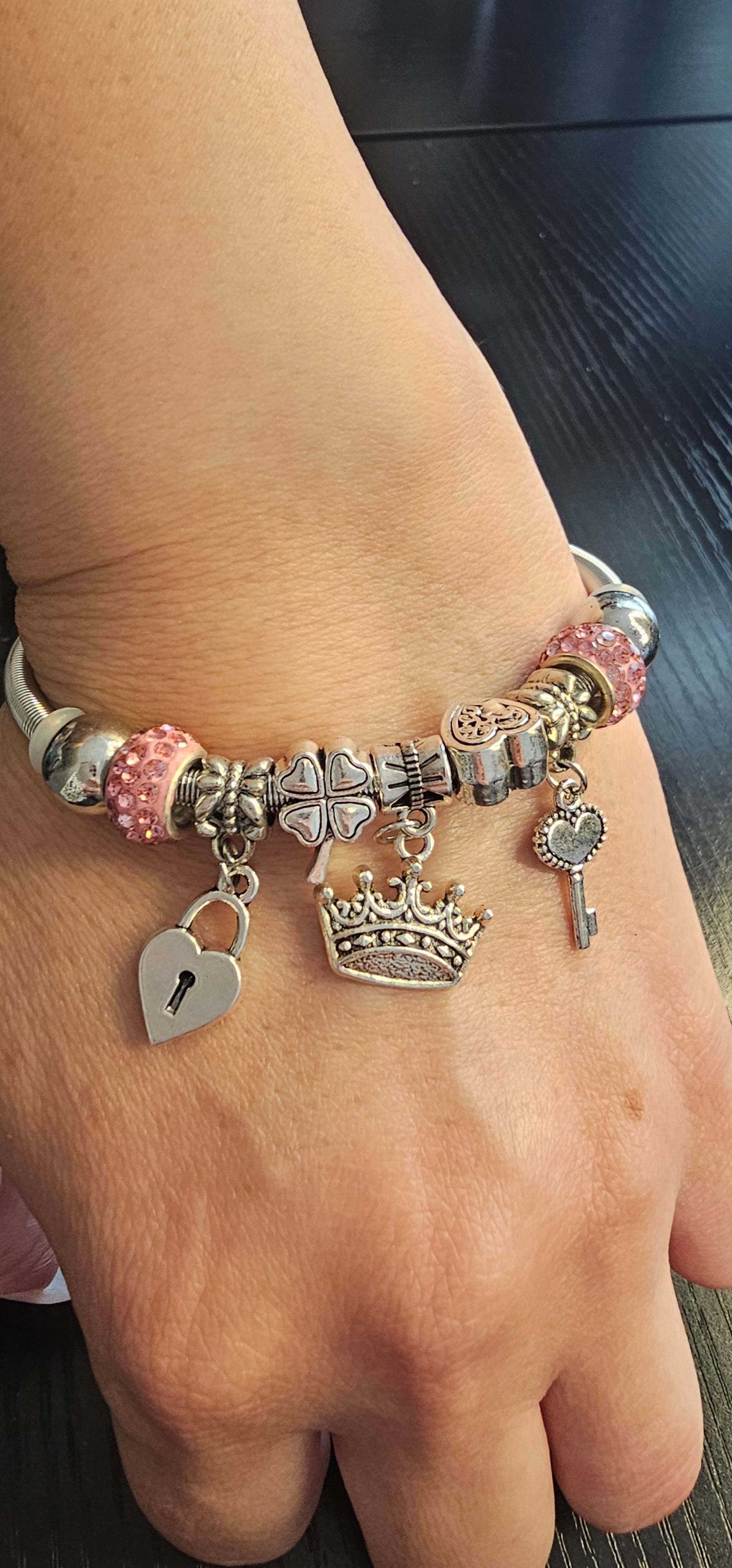 Pink Charm Crown Bracelet - Christine Boutique Glam