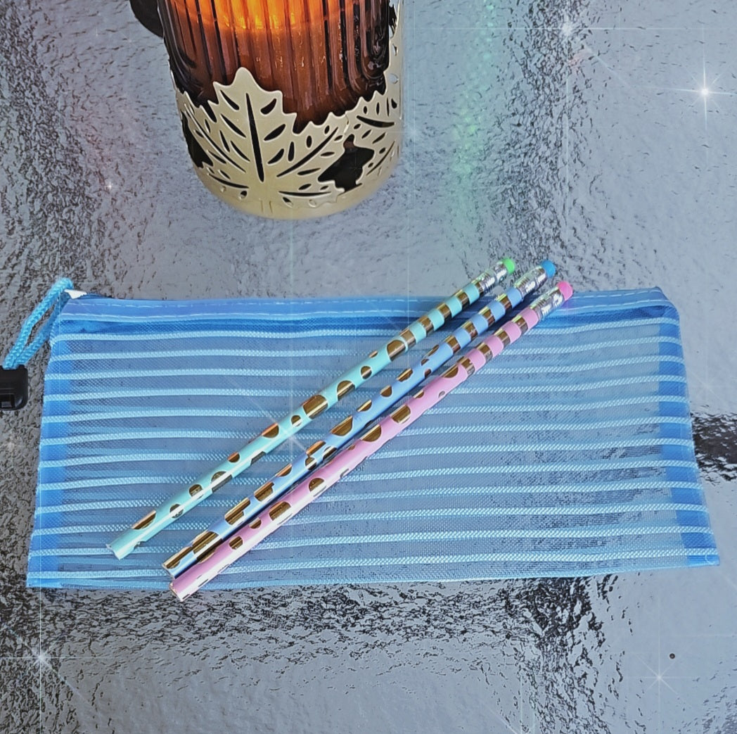 Pencil case set includes 3pc Pencils