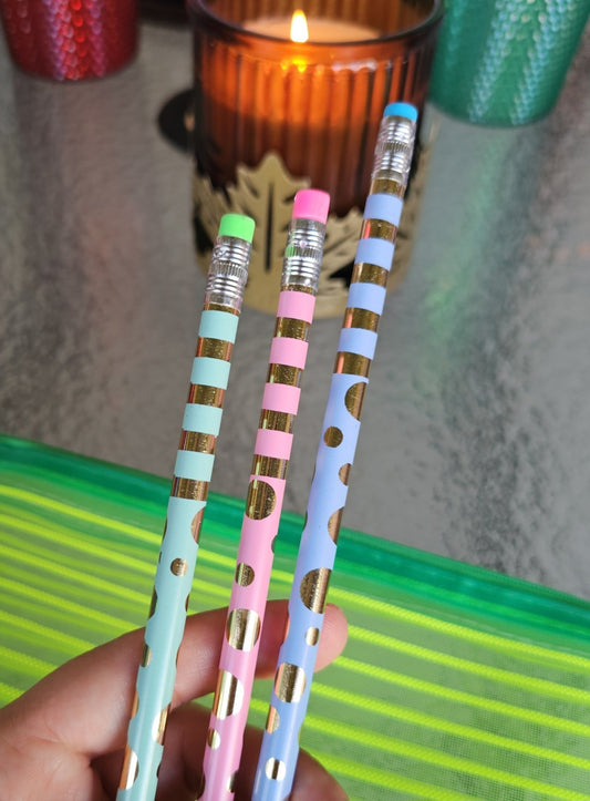 Pencil case set includes 3pc Pencils