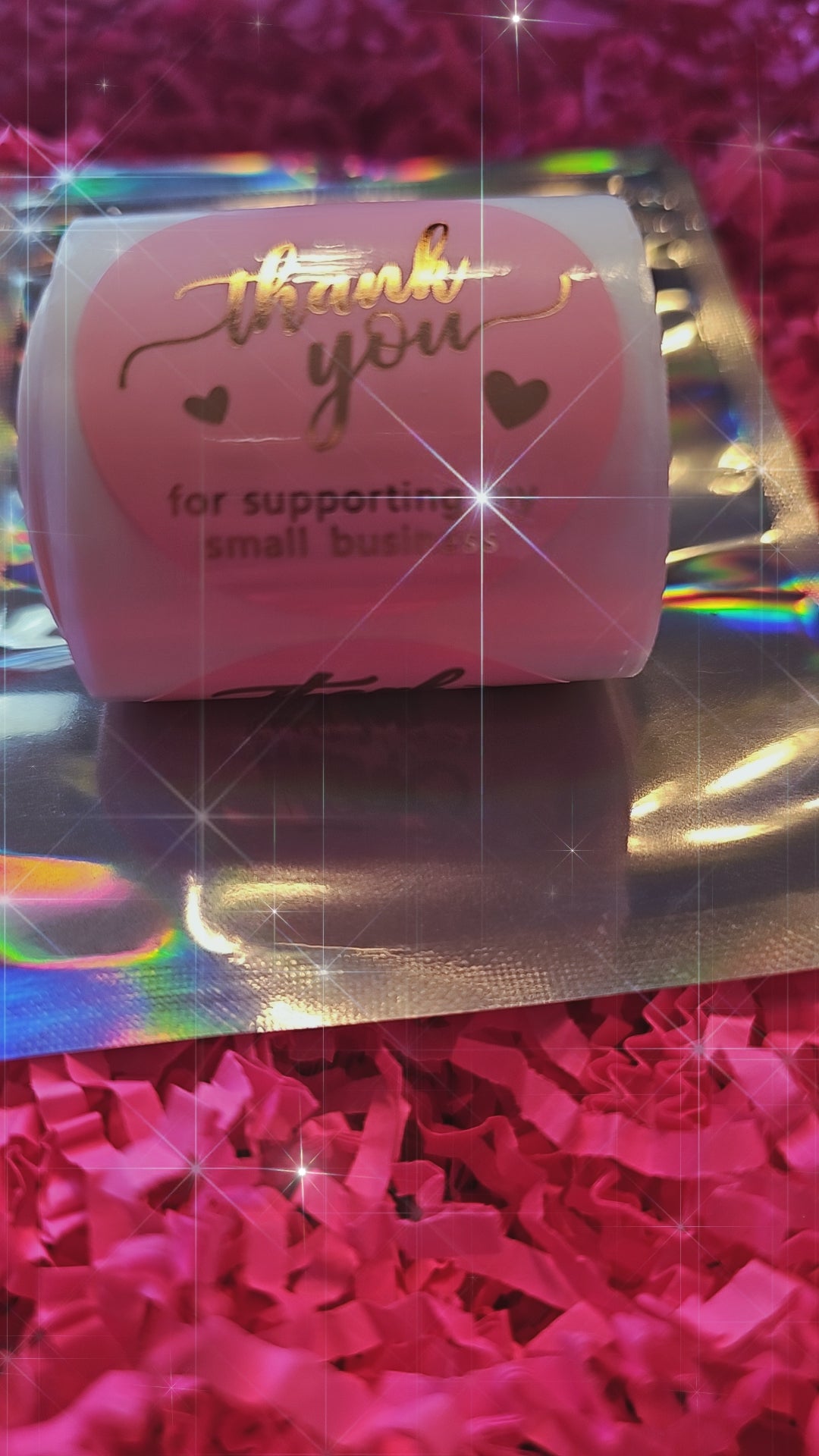 Thank you stickers in pink 50pcs