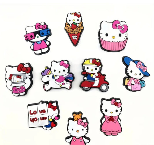 Set of hello kitty shoe charms