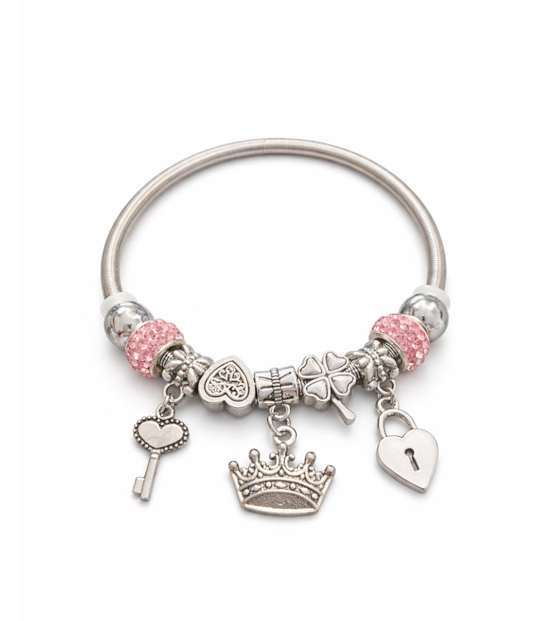 Pink Charm Crown Bracelet - Christine Boutique Glam