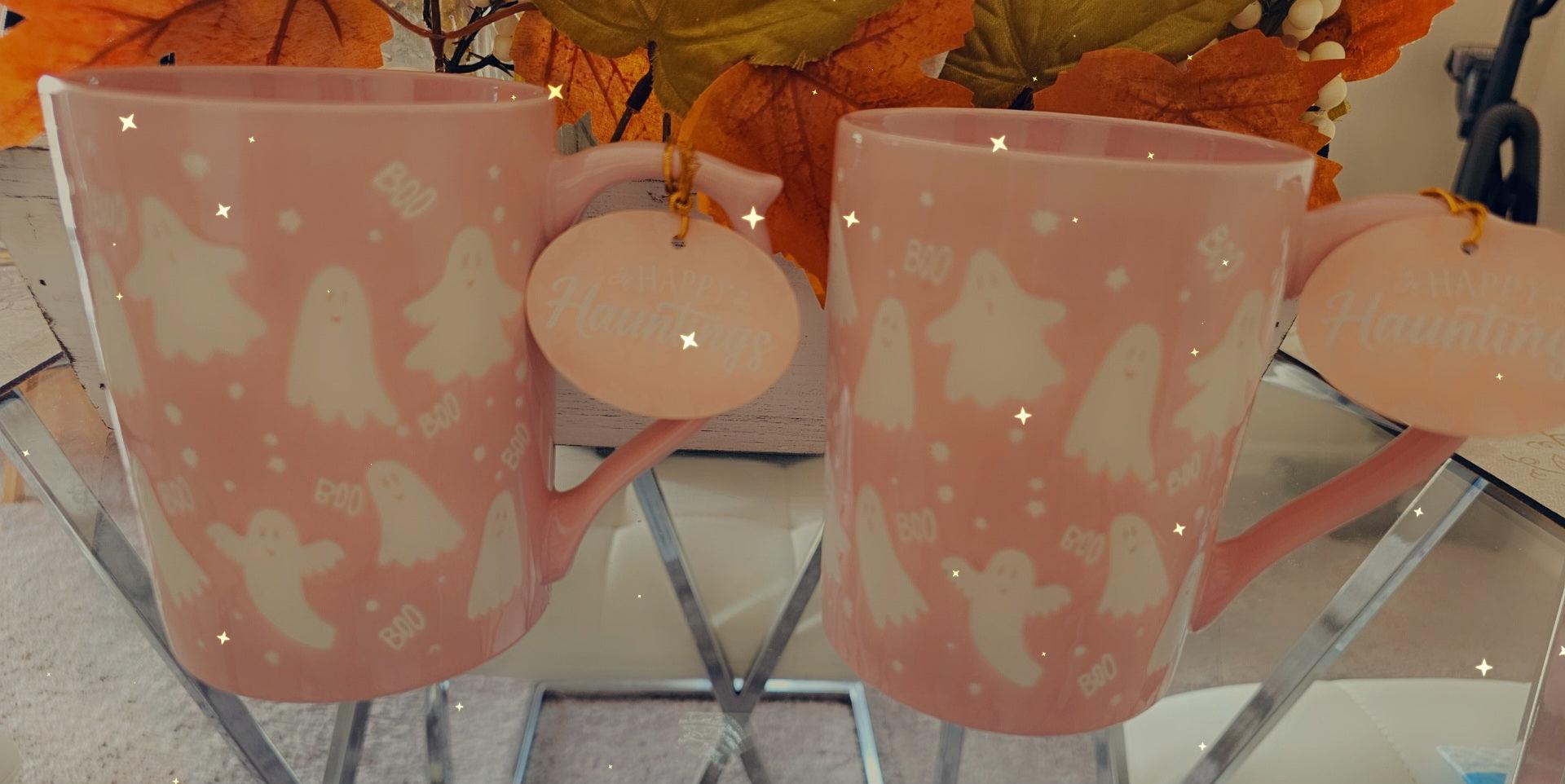 Pink Halloween ghost ceramic mug - Christine Boutique Glam