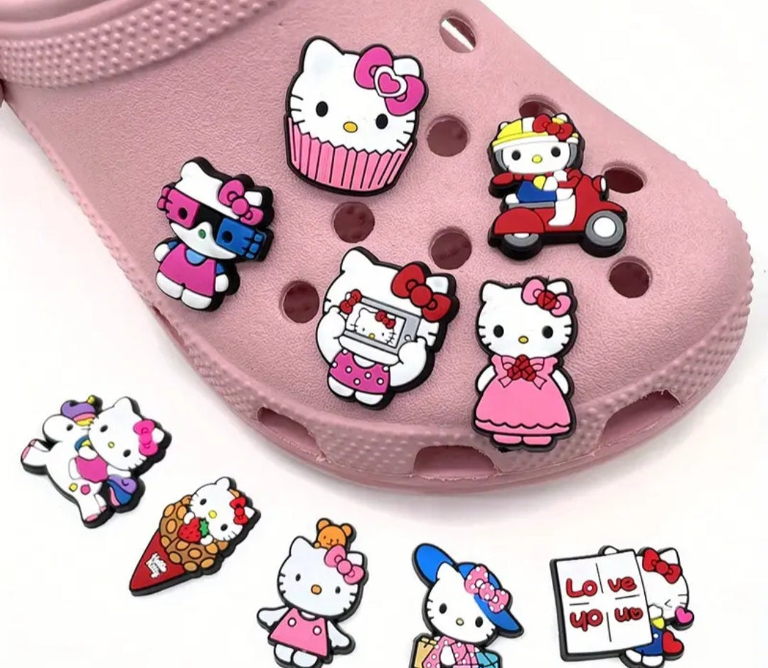 Set of hello kitty shoe charms