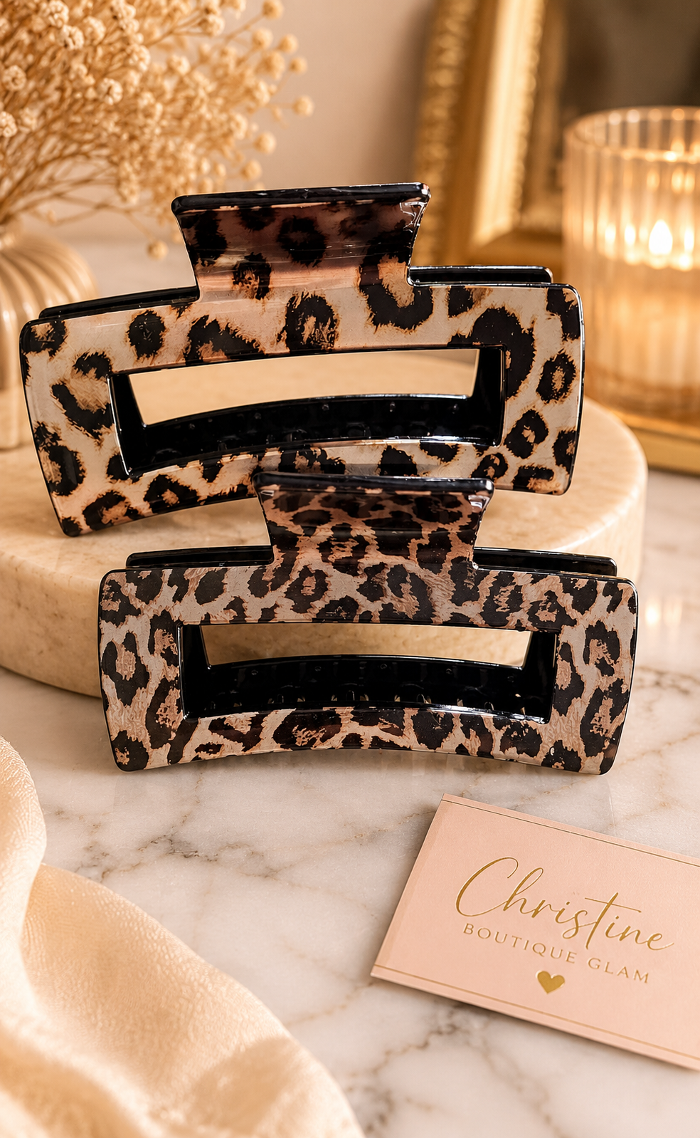 2pc leopard print hair clips